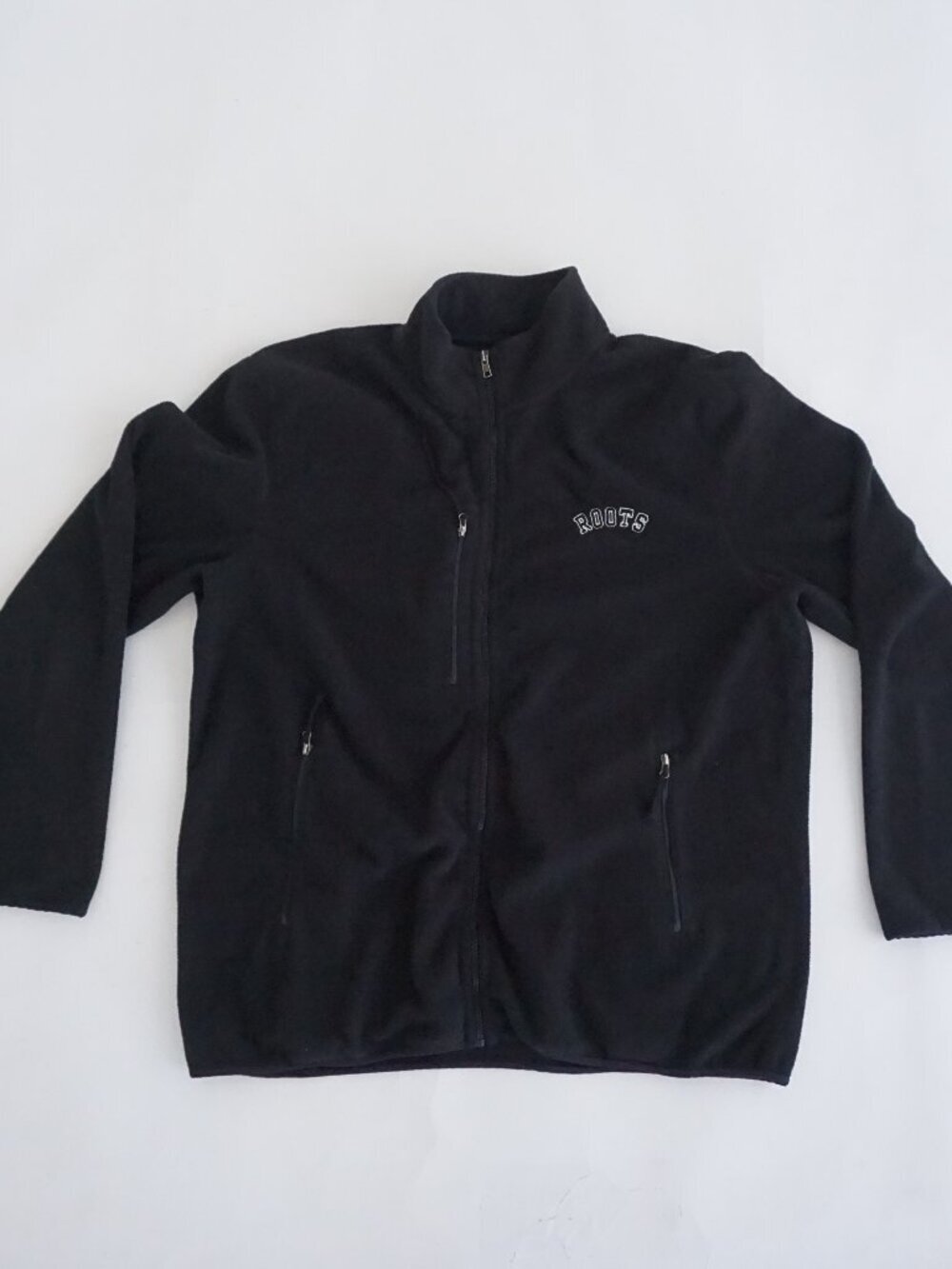 Vintage Roots Black Spellout Full Zip Fleece Jacket Mockneck Outdoor Layering XL